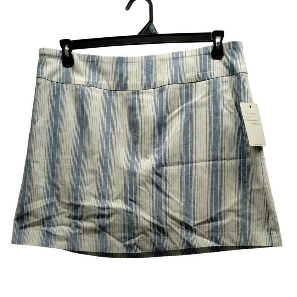 Zac & Rachel Women's Size 14 Blue & White Striped Stretch Comfort Pull-On Skort